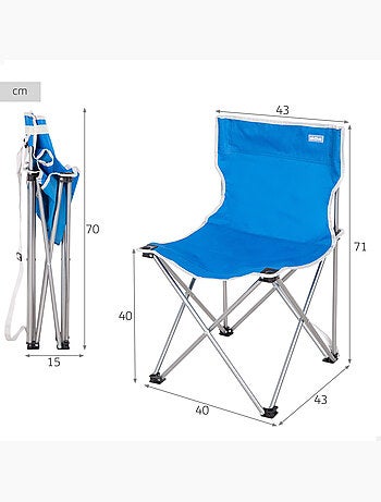 Lot de 2 chaises de camping hautes fixes 43x43x71 cmes