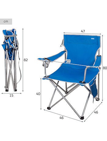 Lot de 2 chaises de camping hautes fixes 47x46x80 cmes
