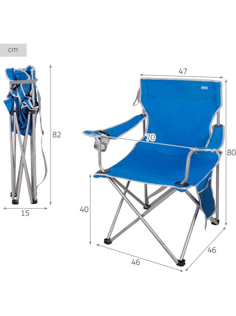 Lot de 2 chaises de camping hautes fixes 47x46x80 cmes Bleu - Kiabi