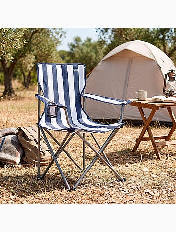 Lot de 2 chaises de camping rayées 48x47x82 cm et table pliante 61x50x51 cm
