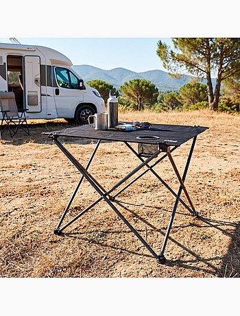 Lot de 2 chaises de camping rayées 48x47x82 cm et table pliante 61x50x51 cm
