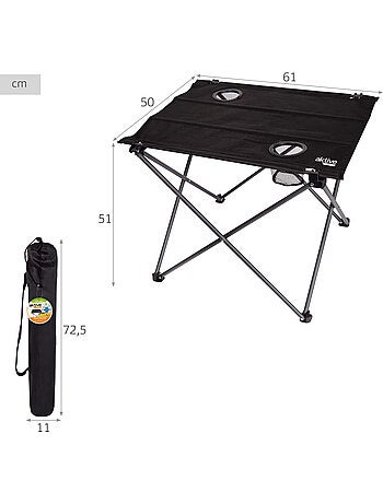 Lot de 2 chaises de camping rayées 48x47x82 cm et table pliante 61x50x51 cm