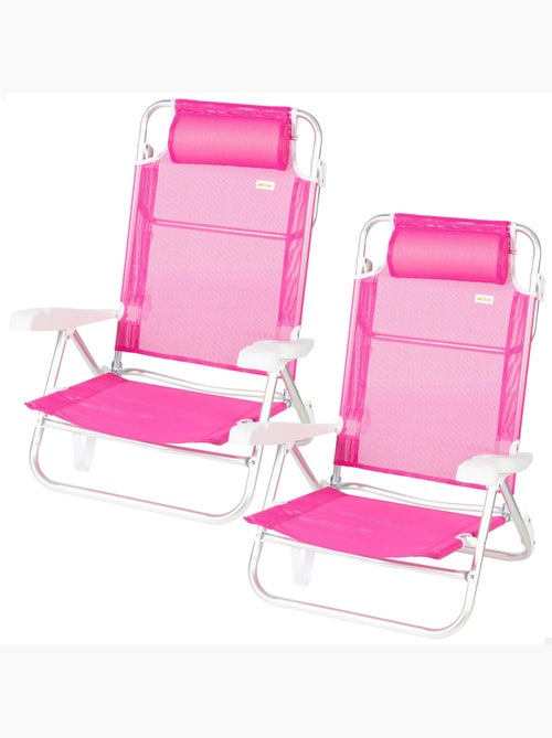 Lot de 2 chaises de plage basses multipositions 47x49x82 cm - Kiabi