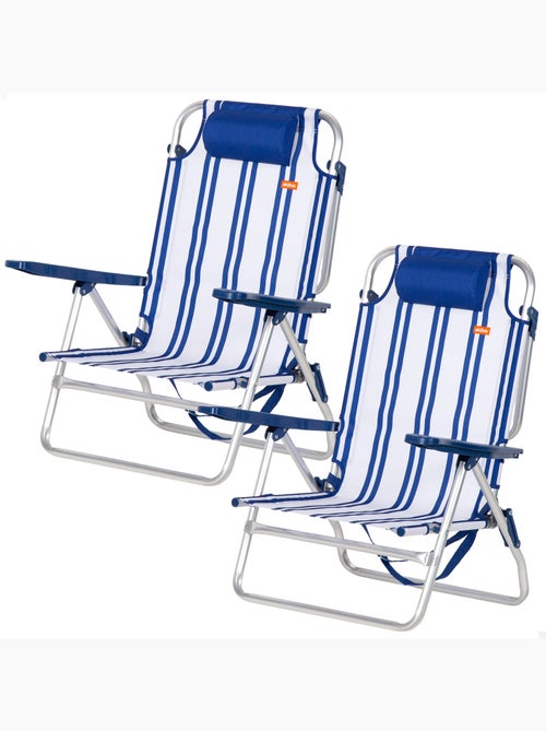 Lot de 2 chaises de plage basses multipositions 48x45x83 cm - Kiabi