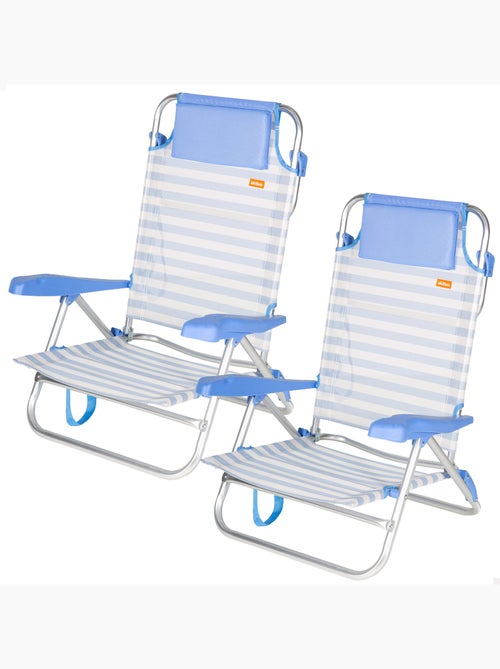 Lot de 2 chaises de plage basses multipositions 48x50x80 cm - Kiabi Lot de 2 chaises de plage basses multipositions 48x50x80 cm - Kiabi