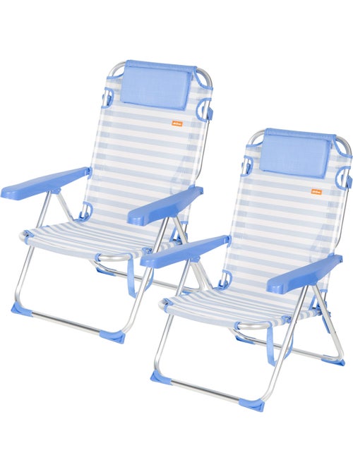 Lot de 2 chaises de plage hautes multipositions 48x60x90 cm - Kiabi