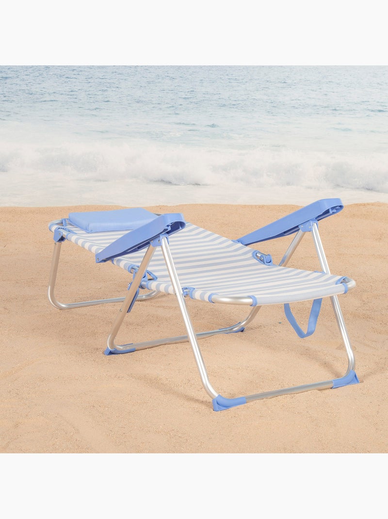 Lot de 2 chaises de plage hautes multipositions 48x60x90 cm Bleu Blanc - Kiabi
