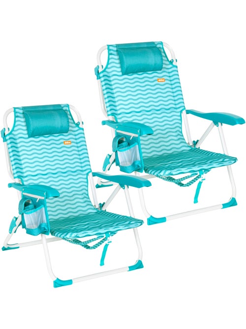 Lot de 2 chaises de plage multipositions moyennes 48x58x76 cm - Kiabi