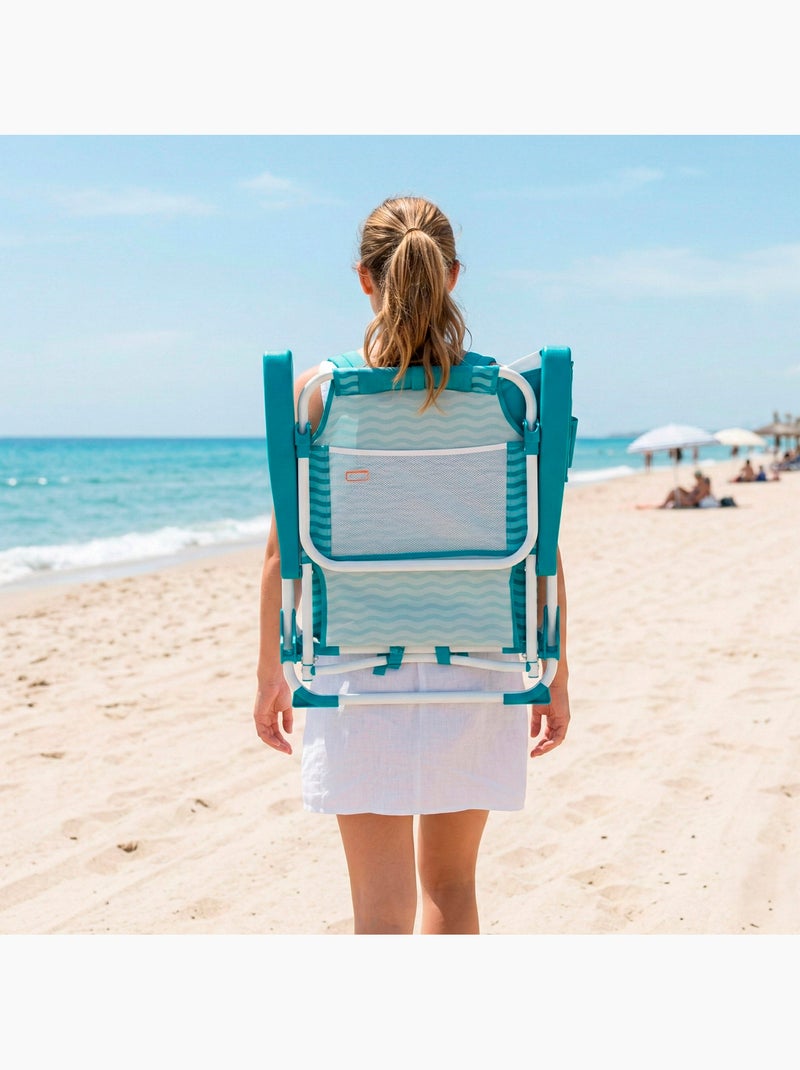 Lot de 2 chaises de plage multipositions moyennes 48x58x76 cm Turquoise - Kiabi