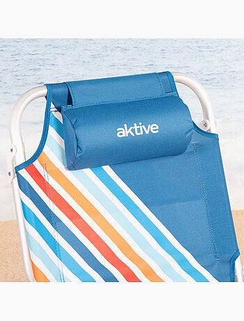 Lot de 2 chaises de plage multipositions moyennes 50x55x80 cm avec poches