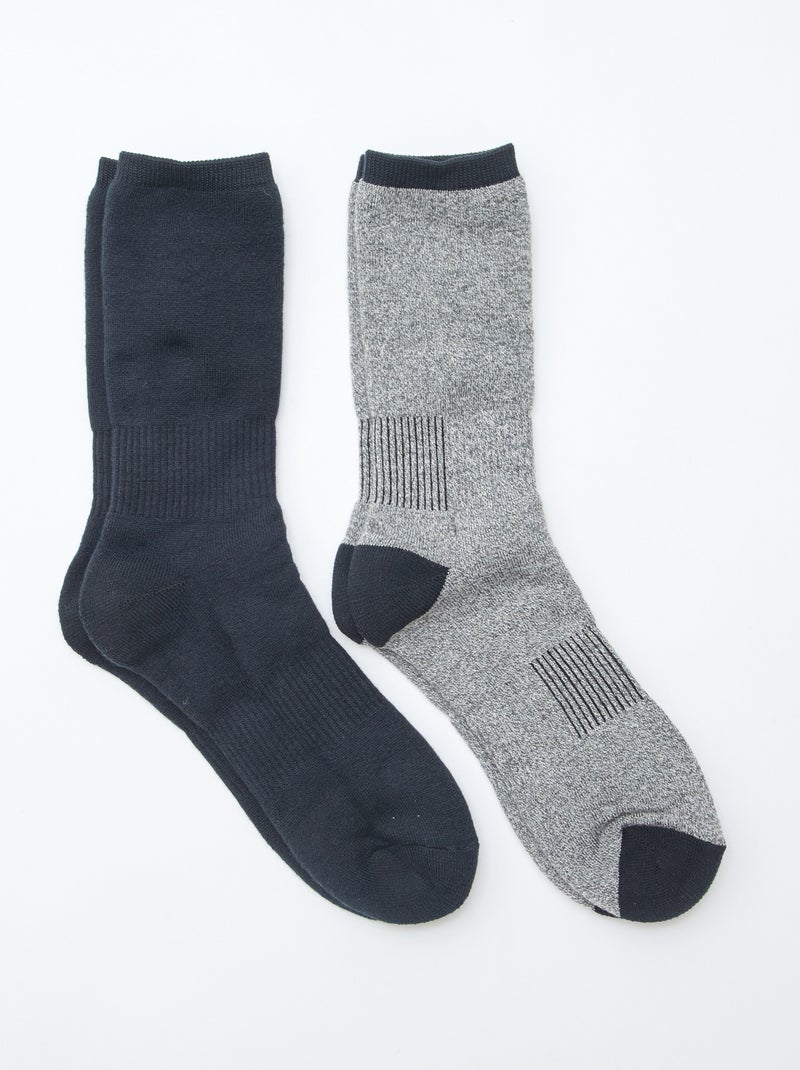 Lot de 2 chaussettes chaudes thermiques Noir - Kiabi