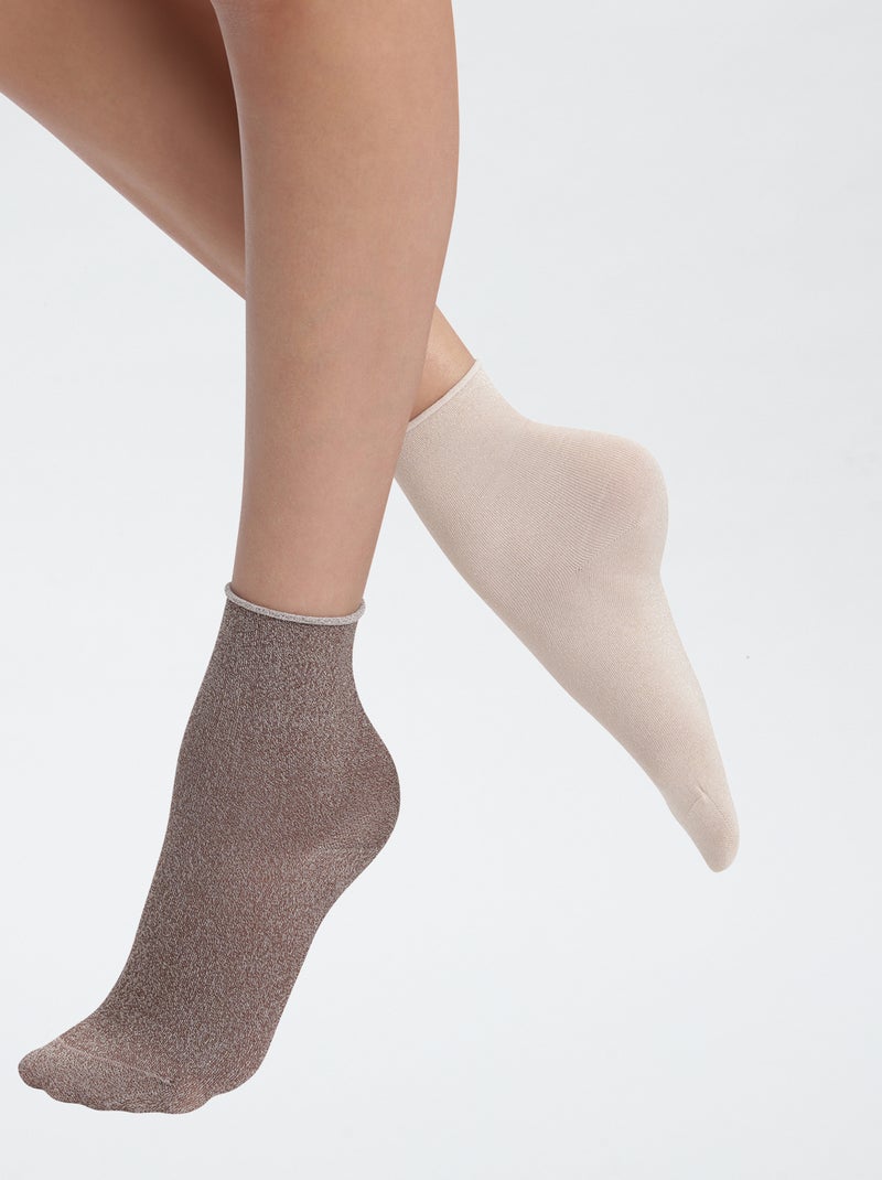 Lot de 2 chaussettes 'DIM' Marron - Kiabi