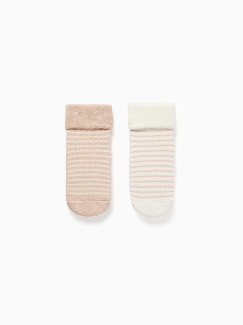 Lot de 2 chaussettes en éponge antidérapantes à rayures - Kiabi