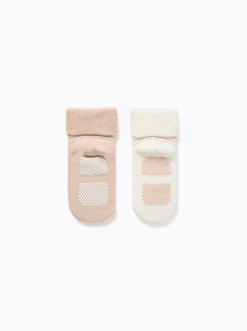 Lot de 2 chaussettes en éponge antidérapantes à rayures - Kiabi
