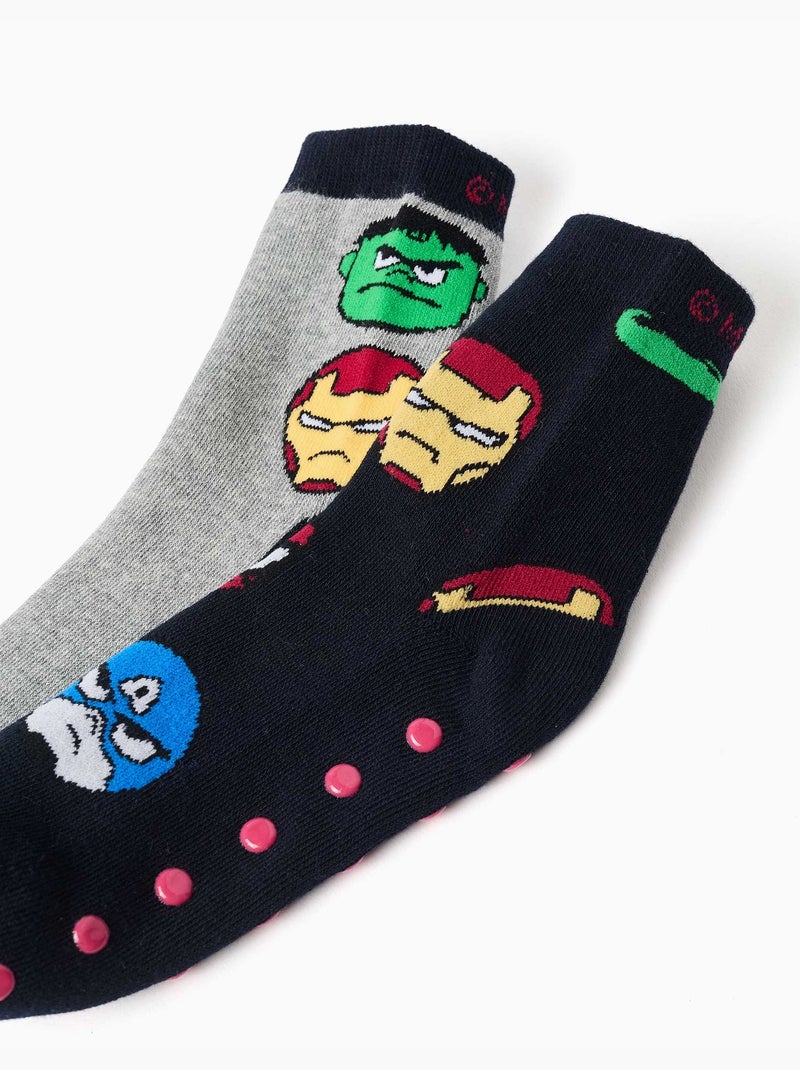 Lot de 2 chaussettes en éponge antidérapantes avec Marvel Heroes Gris - Kiabi