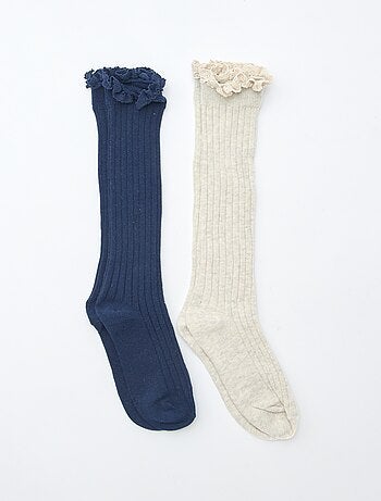 Lot de 2 chaussettes hautes en dentelle
