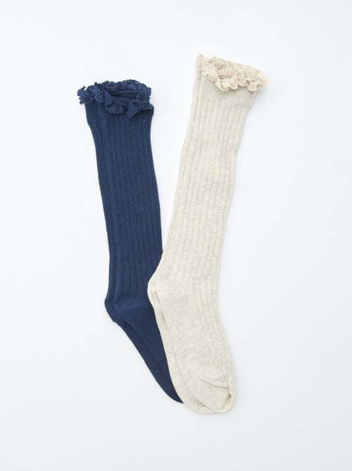 Lot de 2 chaussettes hautes en dentelle - Kiabi