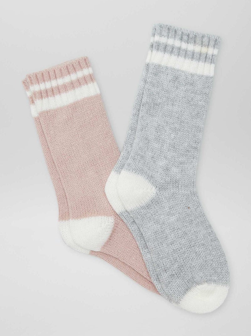 Lot de 2 chaussettes hautes esprit sportif Rose/gris - Kiabi