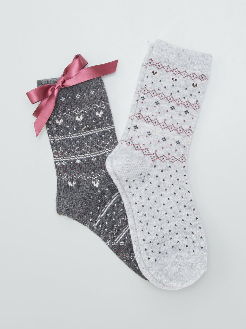 Lot de 2 chaussettes motif jacquard Gris - Kiabi