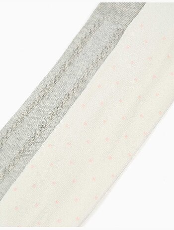 Lot de 2 collants à pois/maille torsadée