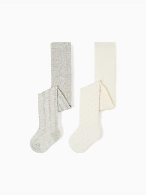 Lot de 2 collants à pois/maille torsadée - Kiabi