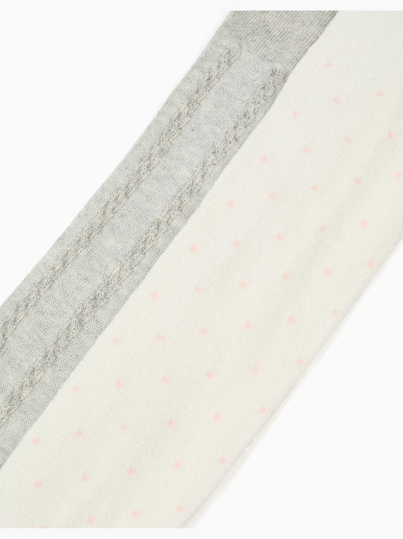 Lot de 2 collants à pois/maille torsadée Multicolore - Kiabi