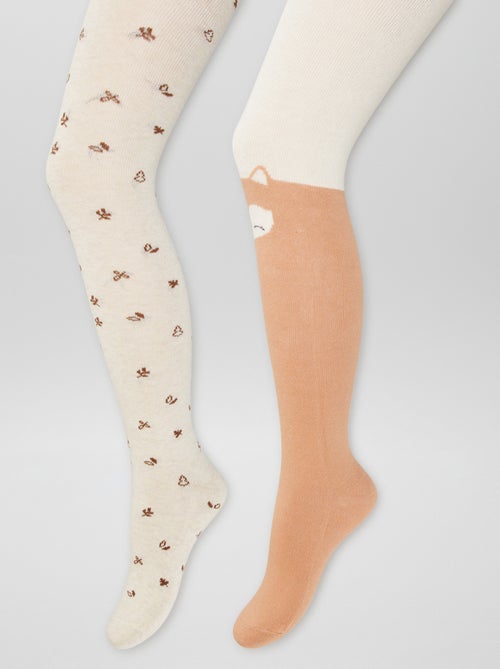 Lot de 2 collants chauds  'animaux' - Kiabi