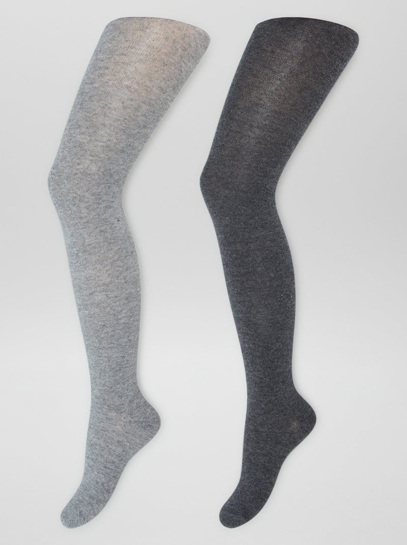 Lot de 2 collants chauds GRIS - Kiabi