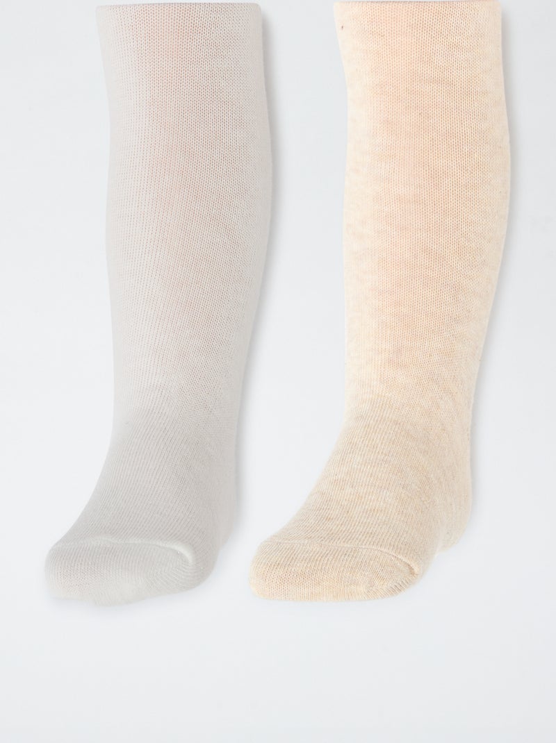 Lot de 2 collants en jersey uni Beige - Kiabi