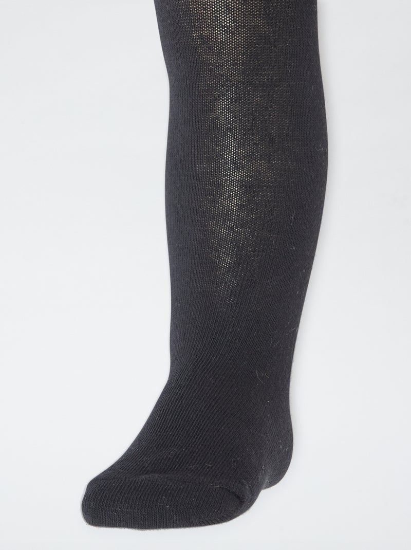 Lot de 2 collants en jersey uni Noir - Kiabi