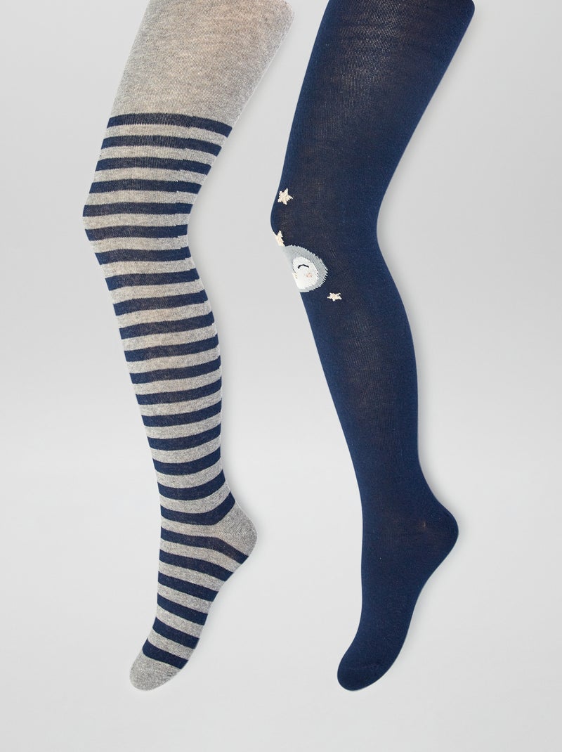 Lot de 2 collants en maille fantaisie Bleu - Kiabi