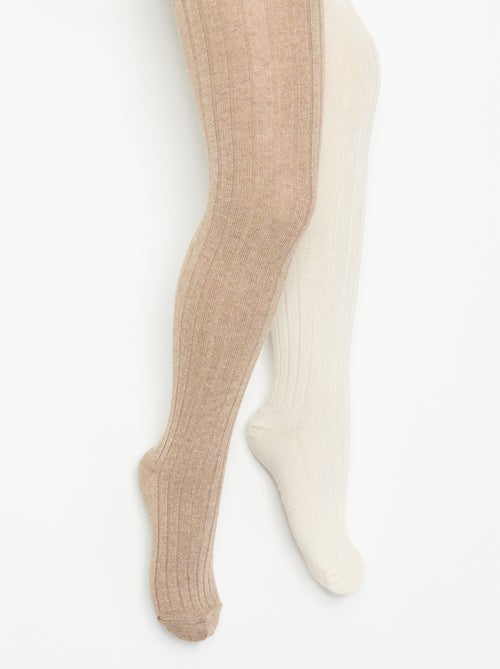 Lot de 2 collants en matière côtelée - Kiabi