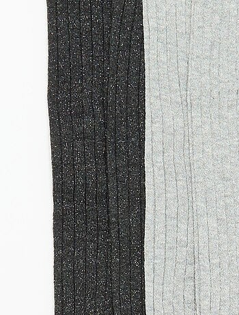 Lot de 2 collants en matière côtelée