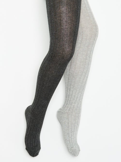 Lot de 2 collants en matière côtelée - Kiabi