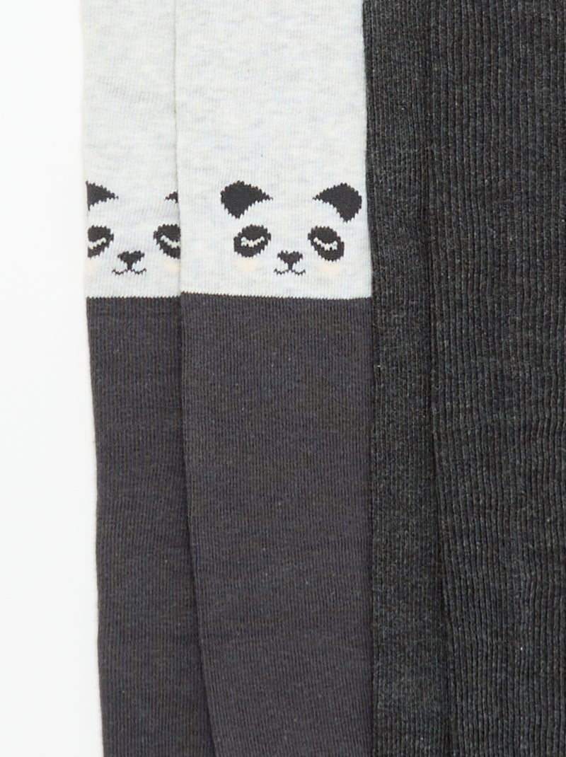 Lot de 2 collants fantaisie Gris - Kiabi