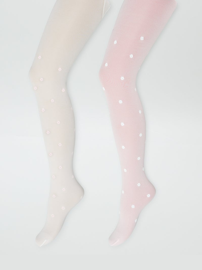 Lot de 2 collants légers fantaisie BLANC - Kiabi