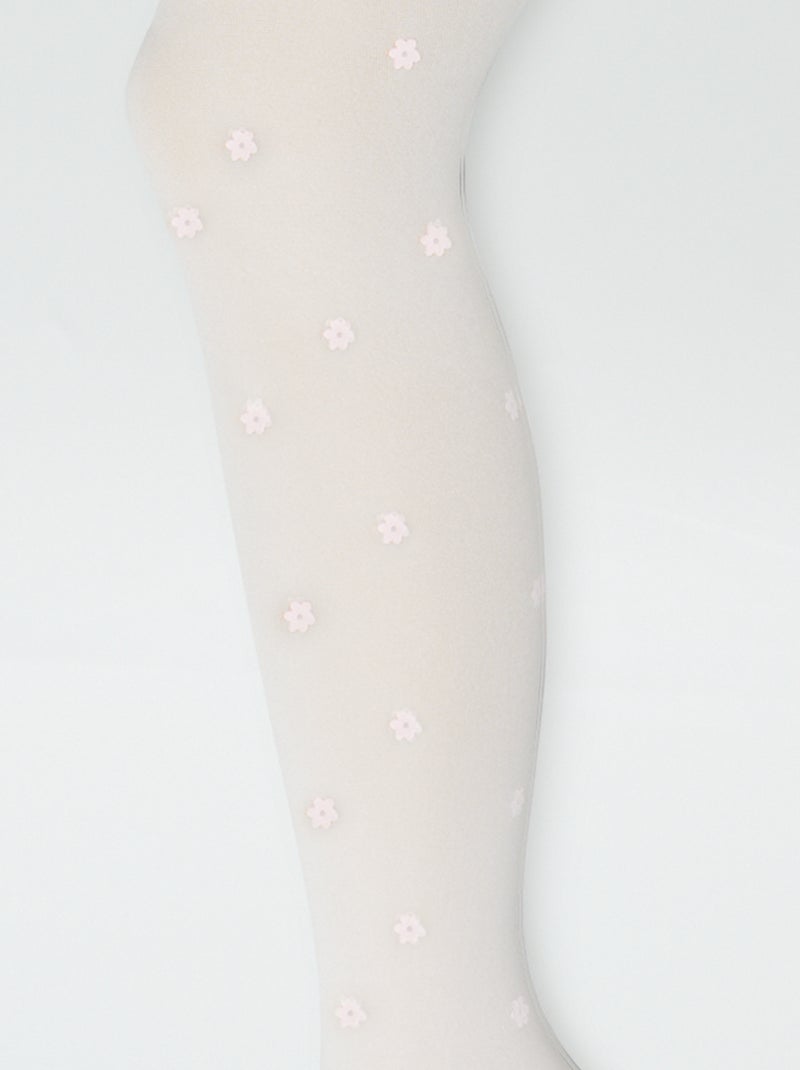 Lot de 2 collants légers fantaisie BLANC - Kiabi