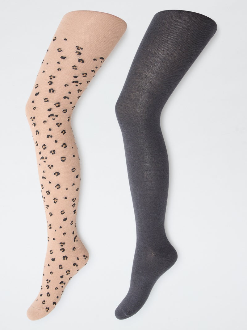 Lot de 2 collants 'leopard' Marron - Kiabi