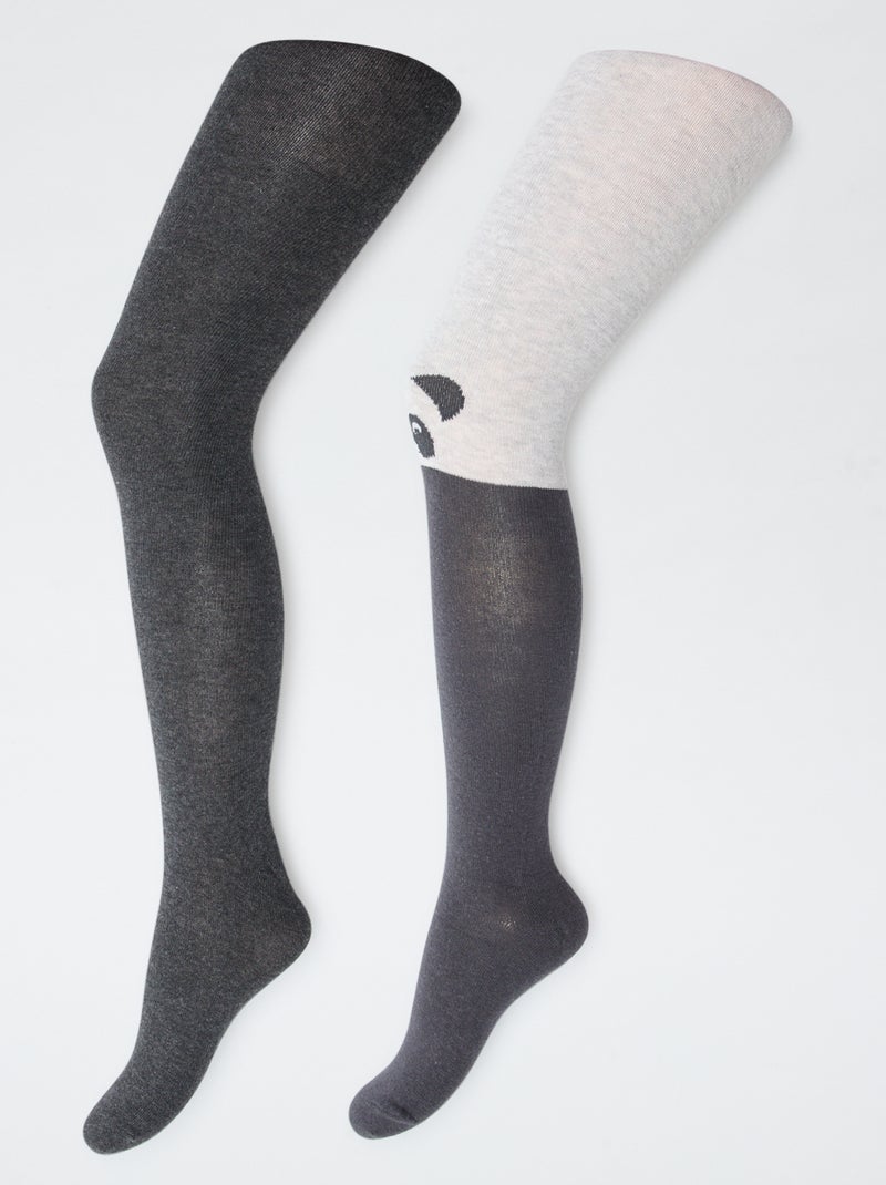 Lot de 2 collants 'panda' Noir - Kiabi