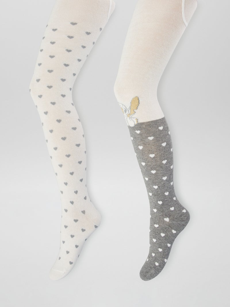 Lot de 2 collants 'Stitch' Beige - Kiabi