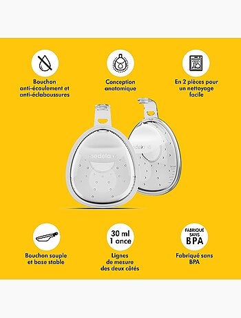Lot de 2 coupelles recueil lait maternel medela - récupérateurs de lait maternels réutilisables