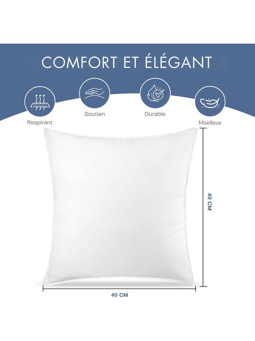 Lot de 2 Coussin Blancs, Fibres Creuses Moelleuses, pour Canapé, Lit ou Décoration - Kiabi Lot de 2 Coussin Blancs, Fibres Creuses Moelleuses, pour Canapé, Lit ou Décoration - Kiabi