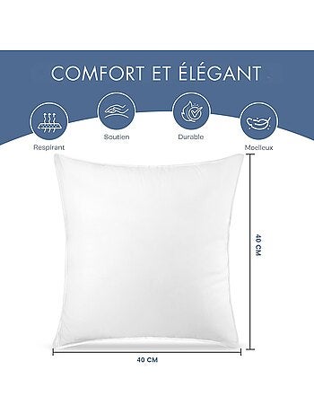 Lot de 2 Coussin décoration Blancs, Fibres Creuses Moelleuses, pour Canapé, Lit