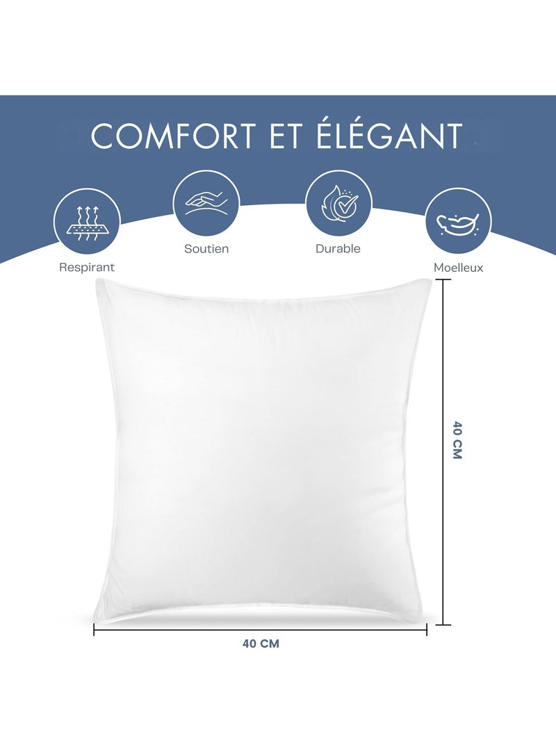 Lot de 2 Coussin décoration Blancs, Fibres Creuses Moelleuses, pour Canapé, Lit Blanc - Kiabi