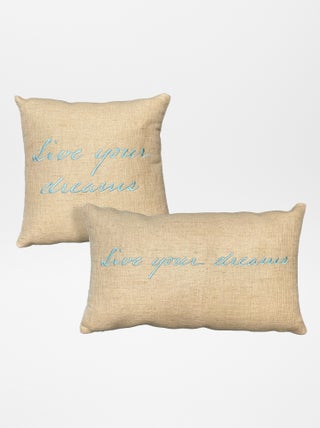 Lot de 2 coussins avec écriture