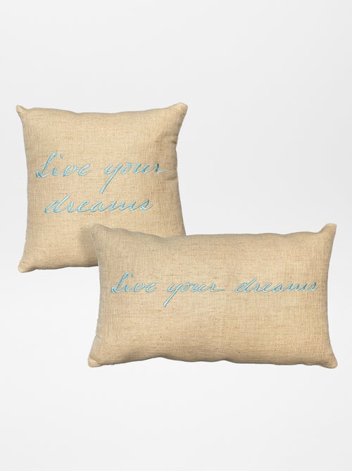 Lot de 2 coussins avec écriture - Kiabi