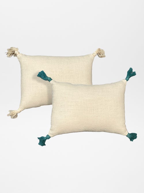 Lot de 2 coussins avec pompons - Kiabi
