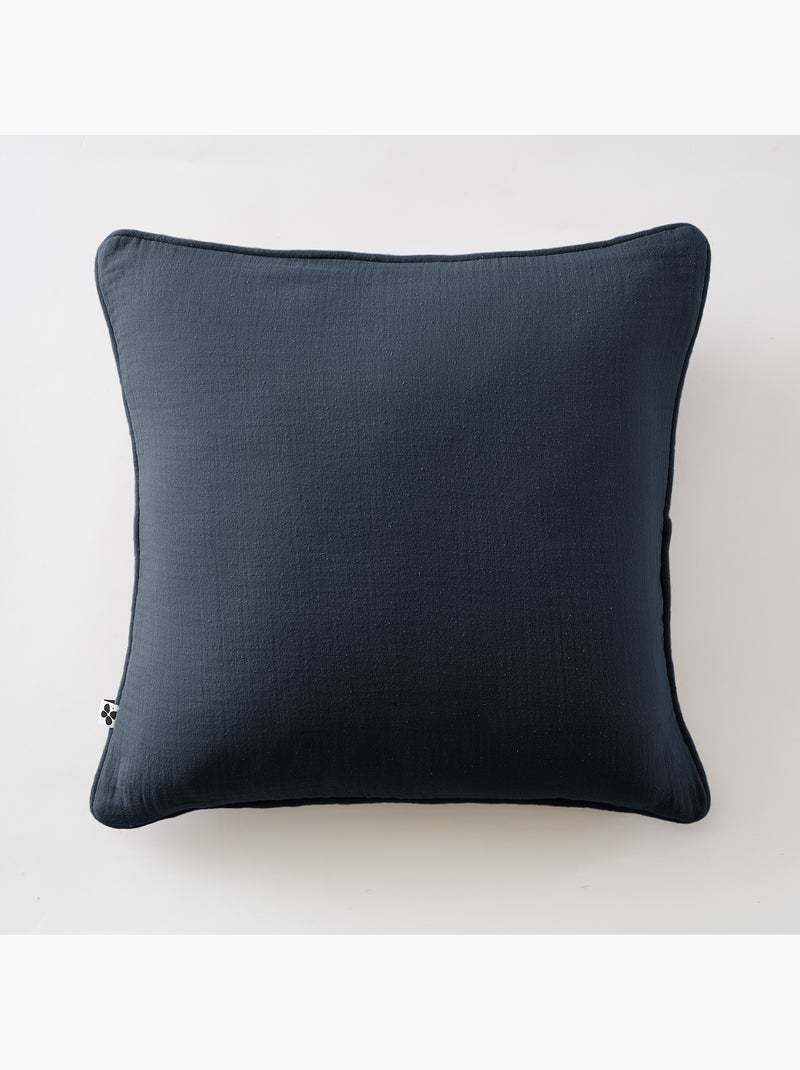 Lot de 2 coussins – gaze de coton -déhoussables zip – passepoil Bleu marine - Kiabi