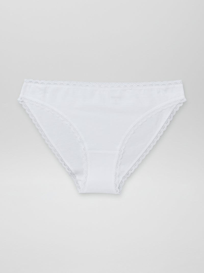 Lot de 2 culottes en coton Blanc - Kiabi