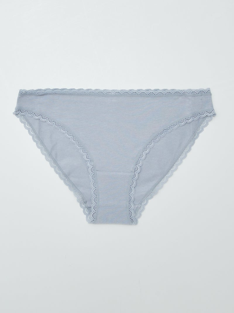 Lot de 2 culottes en coton bleu grisé - Kiabi